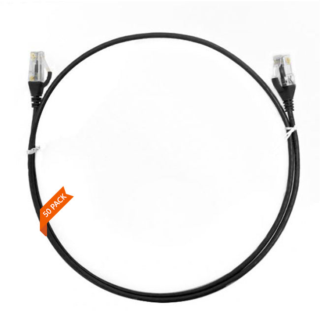 2m CAT6 Ultra Thin LSZH Ethernet Network Cable | 50 Pack Black