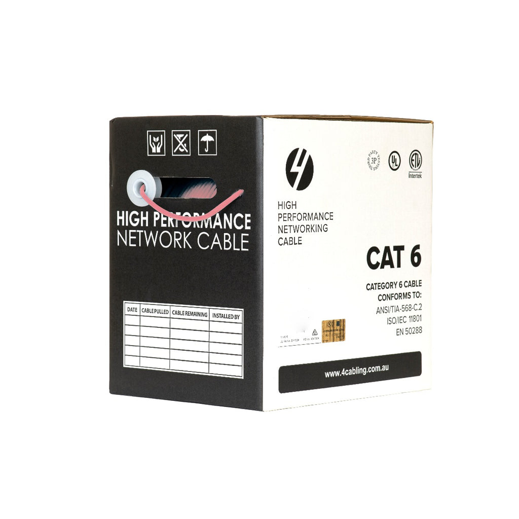 CAT6 Ethernet Cable Reel Box UTP LAN Cable w/ Solid Conductor | 305m Pink