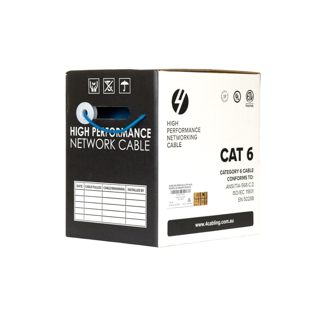 CAT6 Ethernet Cable Reel Box UTP LAN Cable w/ Solid Conductor | 305m Blue