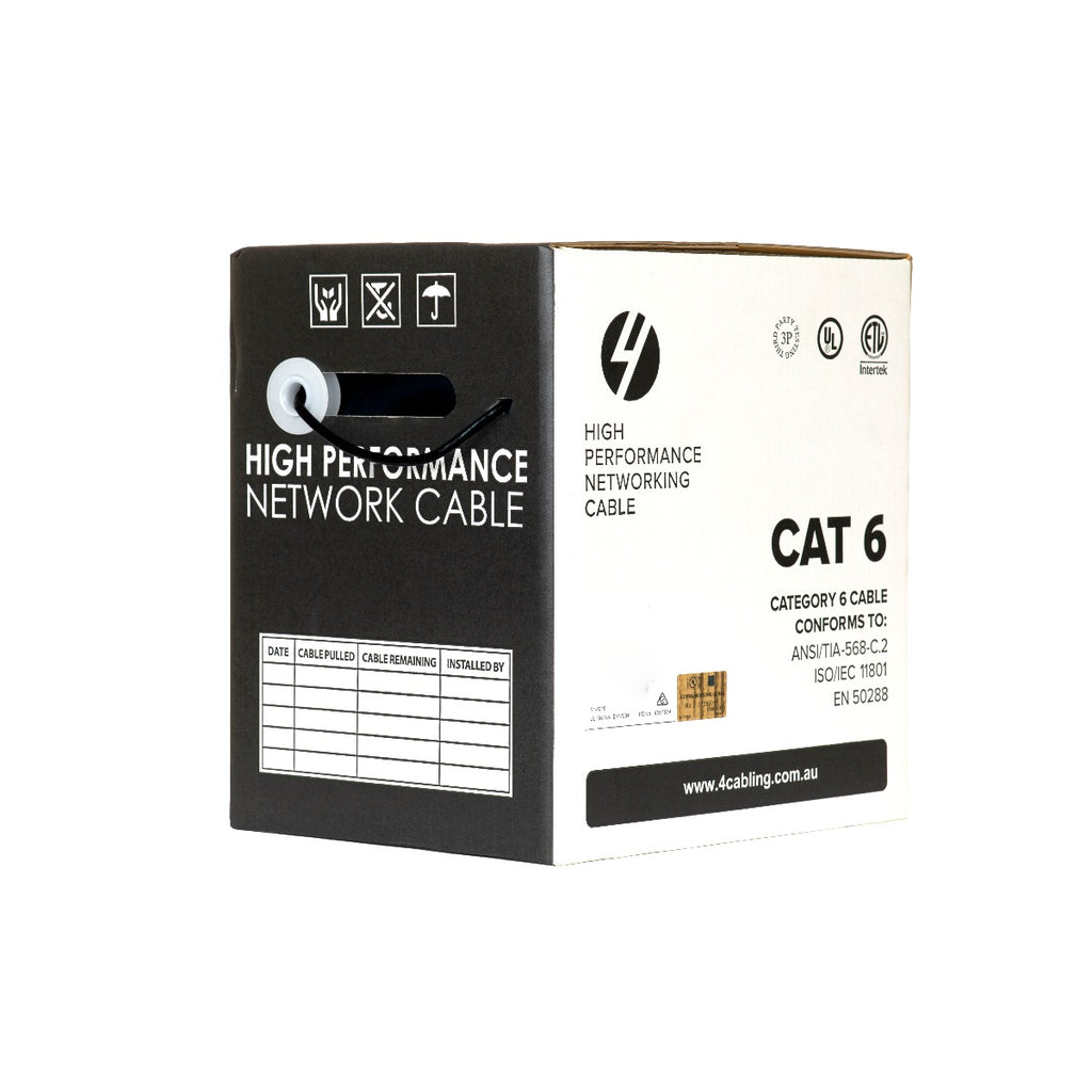CAT6 Ethernet Cable Reel Box UTP LAN Cable w/ Solid Conductor | 305m Black