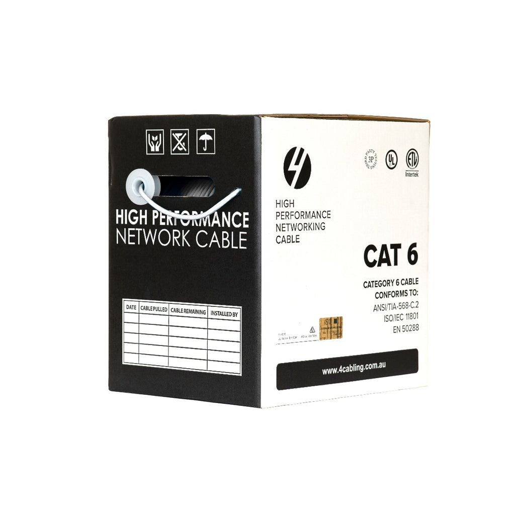 CAT6 Ethernet Cable Reel Box UTP LAN Cable w/ Solid Conductor | 305m White