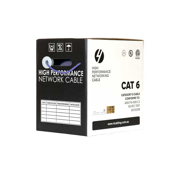 CAT6 Ethernet Cable Reel Box UTP LAN Cable w/ Solid Conductor | 305m Purple