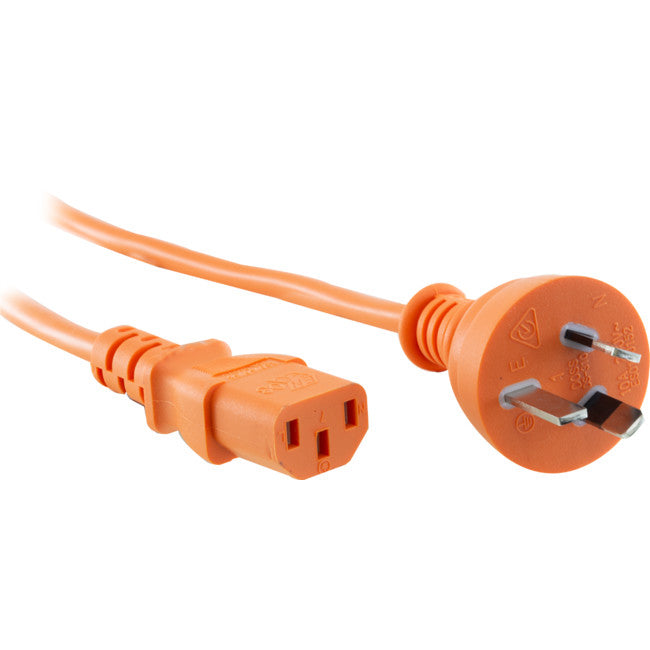 IEC C13 to Mains Power Cable Orange 2m