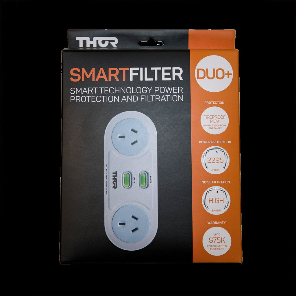 Thor Smart Filter DUO+ | 2 Outlet Smart Filter Surge Protected Power Board
