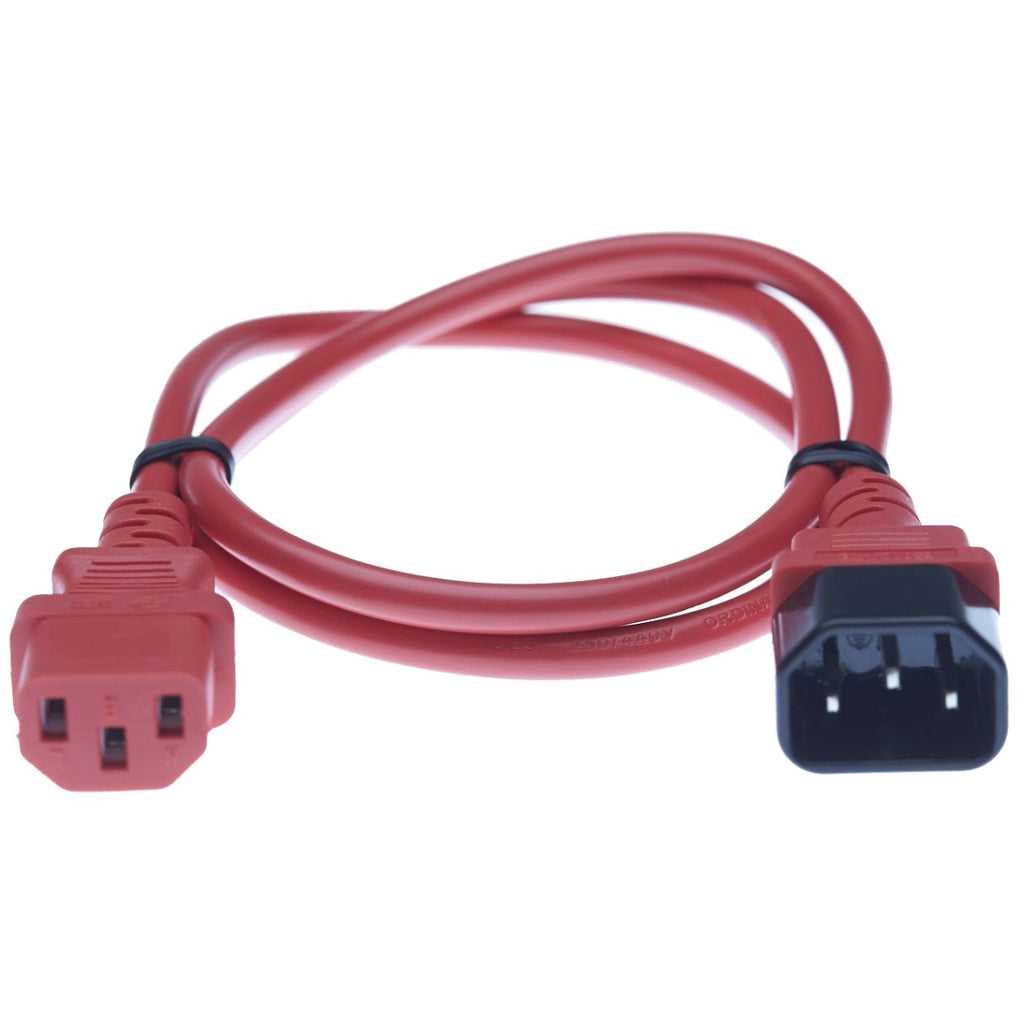 IEC C13 to C14 Power Cable Red 1M