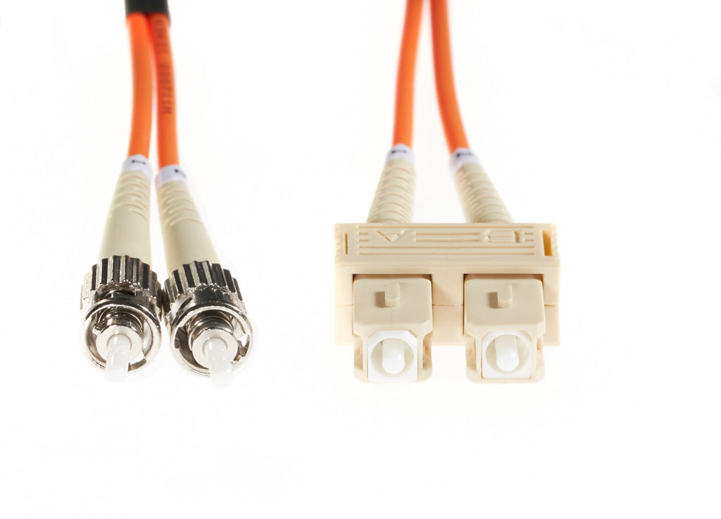 1m SC-ST OM1 Multimode Fibre Optic Cable: Orange
