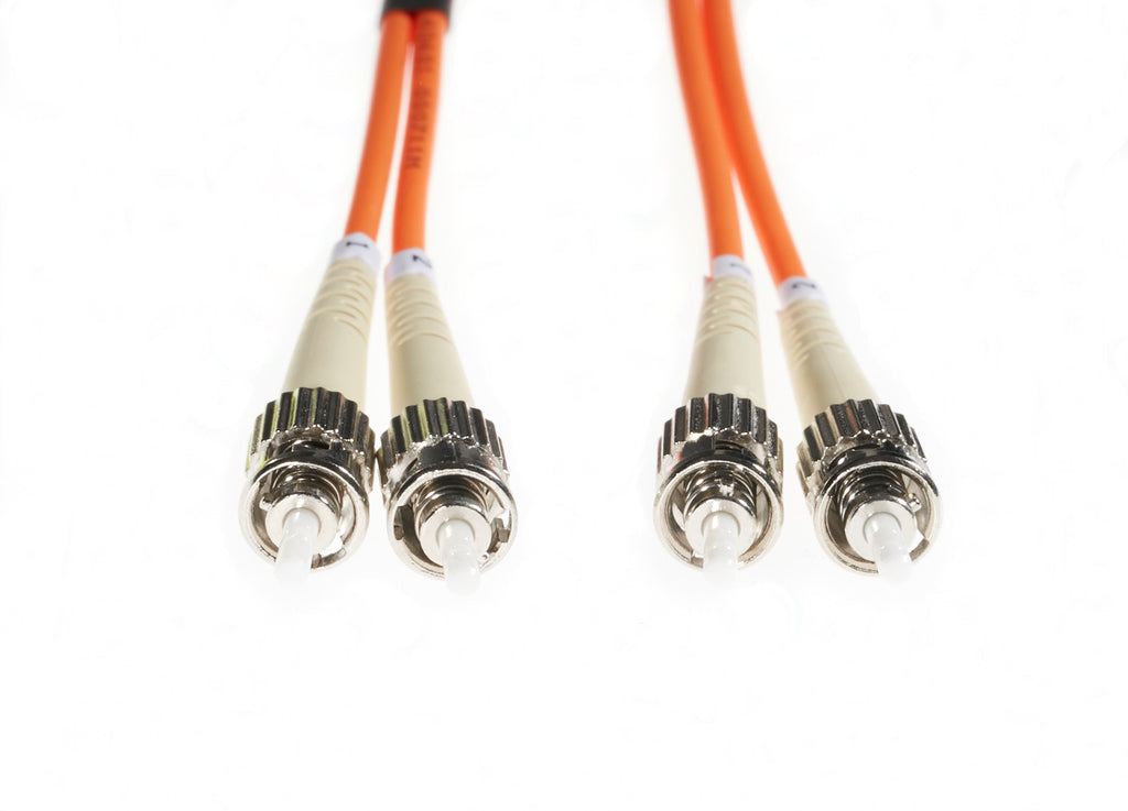 10m ST-ST OM1 Multimode Fibre Optic Cable: Orange