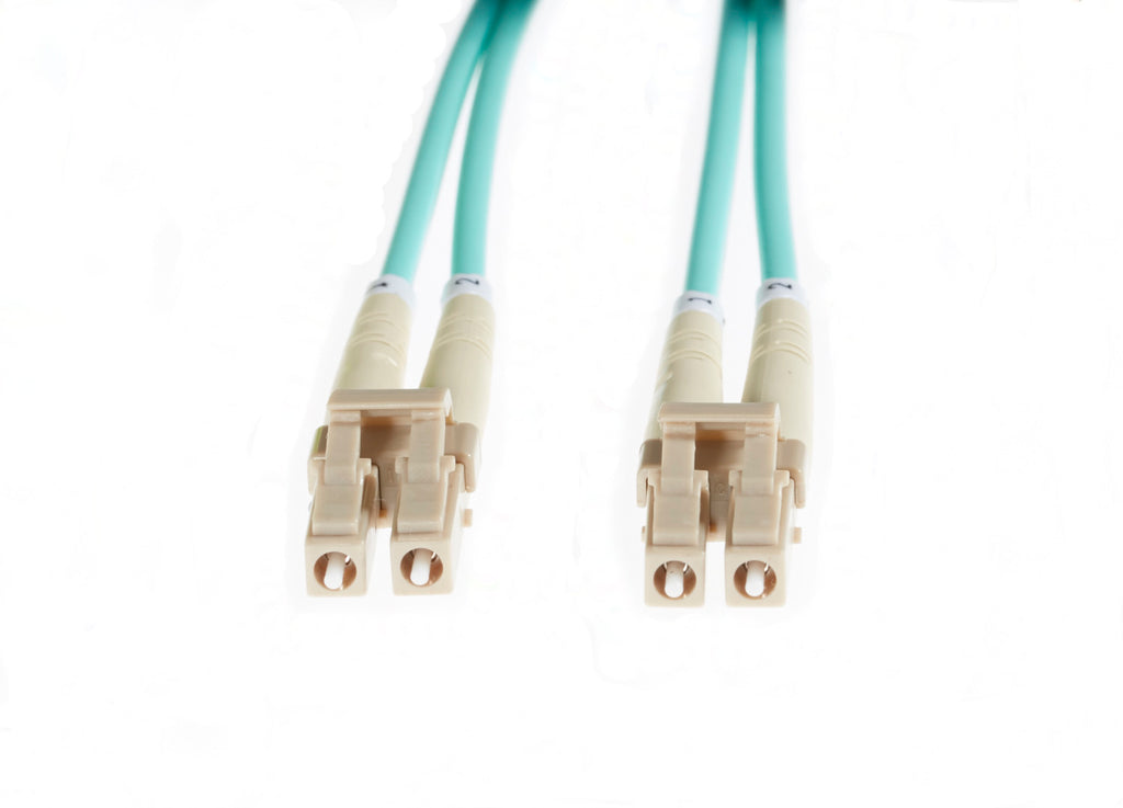 25m LC-LC OM4 Multimode Fibre Optic Patch Cable: Aqua