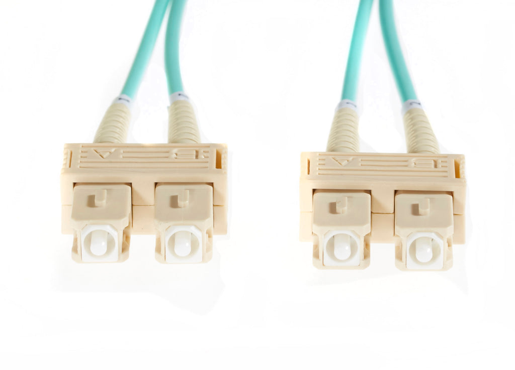 3m SC-SC OM4 Multimode Fibre Optic Cable: 3mm Oversleeving | Aqua