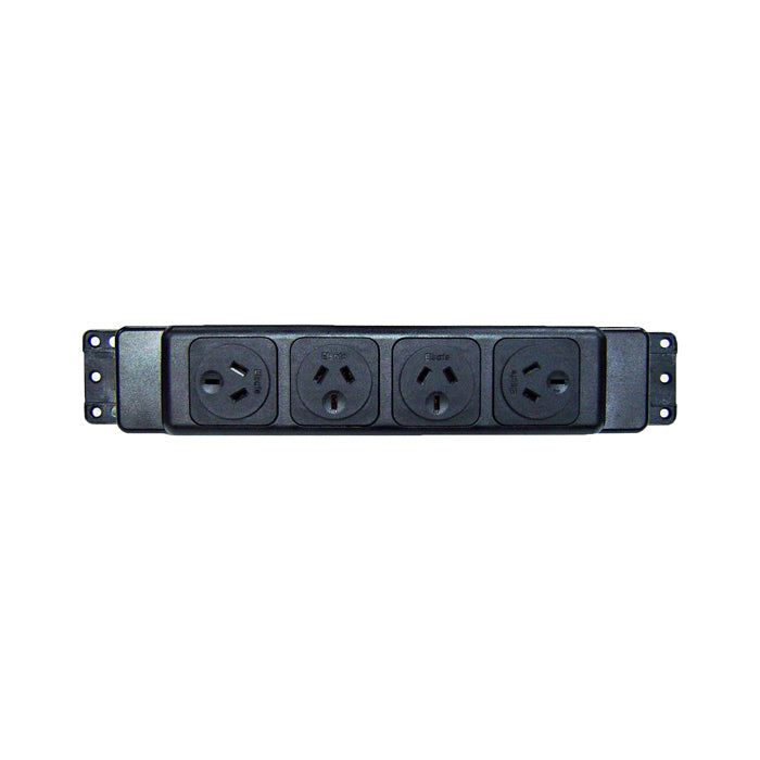 OE Elsafe PB Series 4 GPO Frame and Face Plates Black
