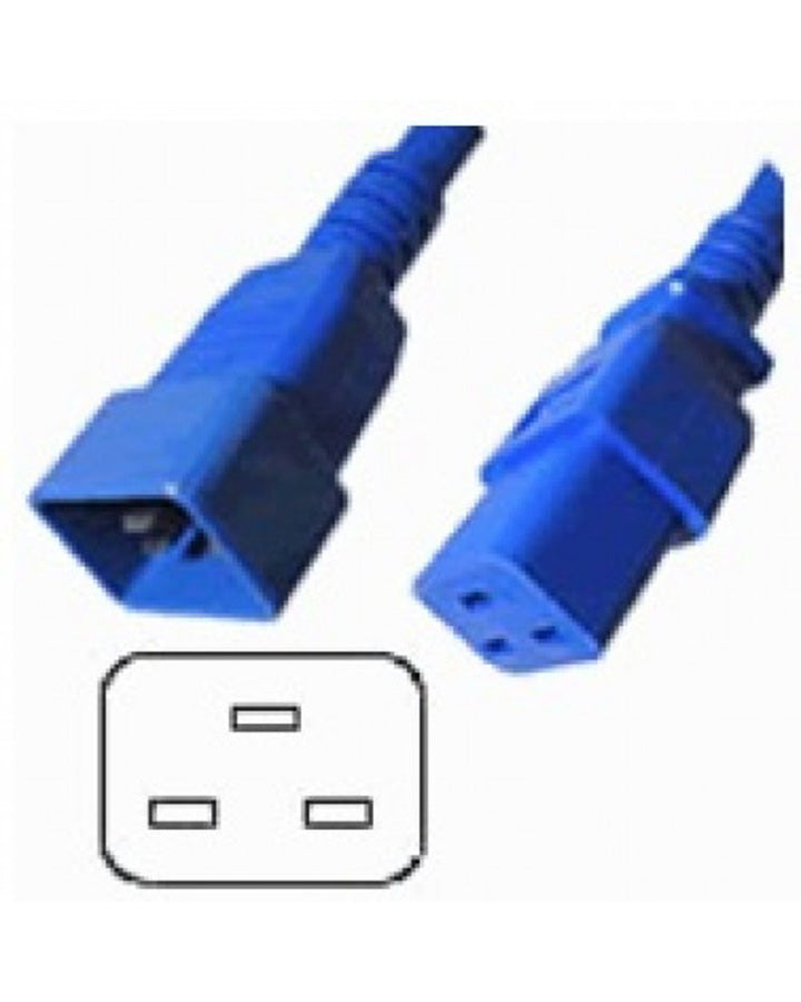 IEC C19 to C20 Power Cable 15A Blue 1M