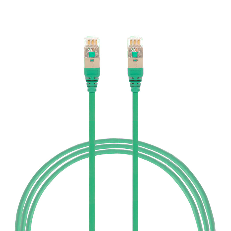 0.25m CAT6A RJ45 S/FTP THIN LSZH 30 AWG Network Cable | Green