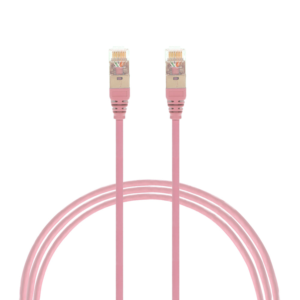 1m CAT6A RJ45 S/FTP THIN LSZH 30 AWG Network Cable | Pink