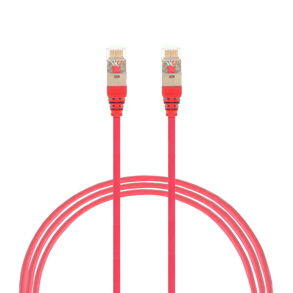 0.5m CAT6A RJ45 S/FTP THIN LSZH 30 AWG Network Cable | Red