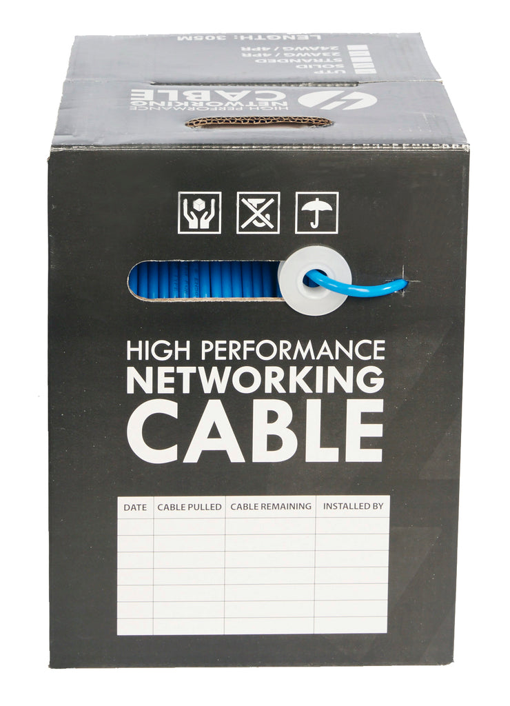 CAT6 LSZH LAN Ethernet Cable 305m - Reel Box: Blue