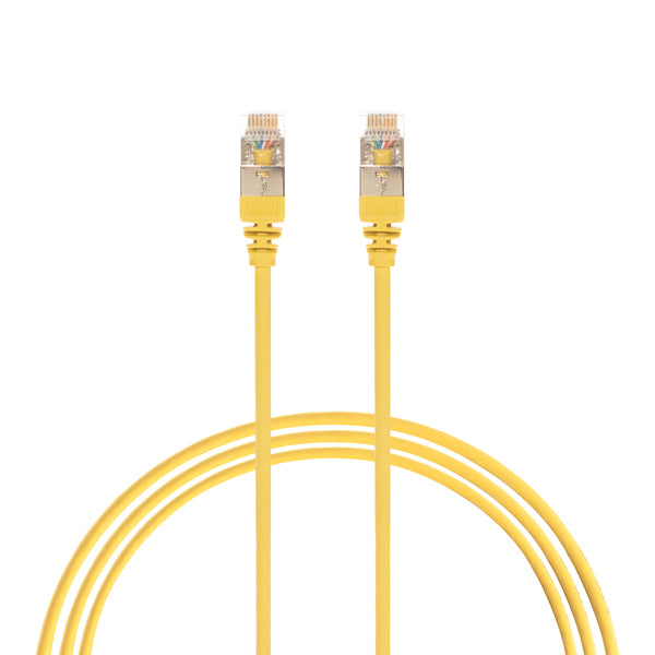 0.25m CAT6A RJ45 S/FTP THIN LSZH 30 AWG Network Cable | Yellow