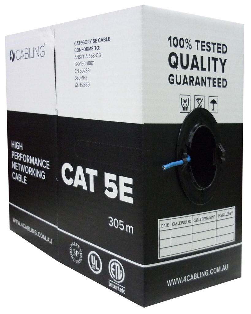 CAT5E Ethernet Cable Reel Box w/ Solid Conductor | 305m Blue