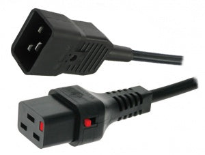 1m Lockable IEC C19 - C20 Cable: Black