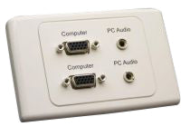 Dual SVGA Wall Plate with 3.5mm Audio Outlet