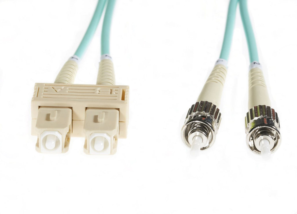 10m SC-ST OM3 Multimode Fibre Optic Cable: Aqua