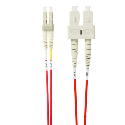 0.5m LC-SC OM4 Multimode Fibre Optic Patch Cable: Red