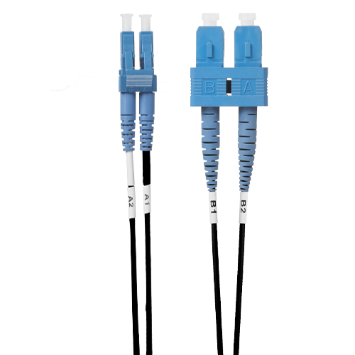0.5m LC-SC OS1 / OS2 Singlemode Fibre Optic Cable: Black