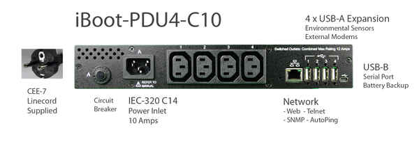 iBoot-PDU4A-C10 - Metered Web-Based Power Distribution Unit (PDU)