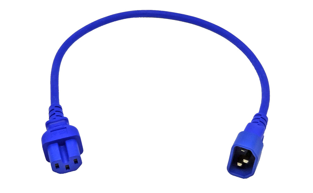 0.5m IEC C14 to C15 High Temperature Power Cable Blue