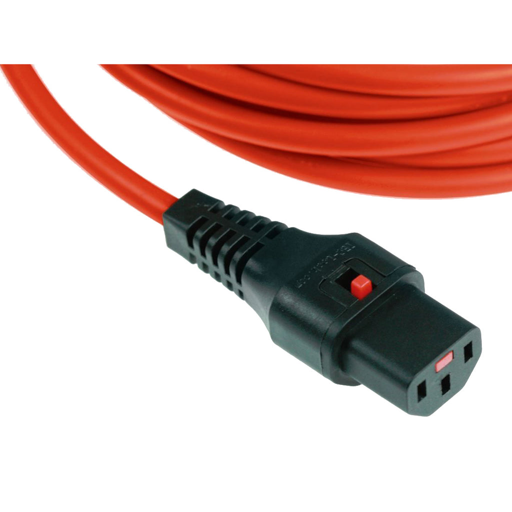 3m Lockable IEC C13 - IEC C14 Cable: Red