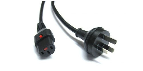 0.5m Lockable IEC C13 - Australian 3-Pin Plug: Black