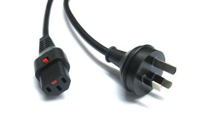 1m Lockable IEC C13 - Australian 3-Pin Plug: Black