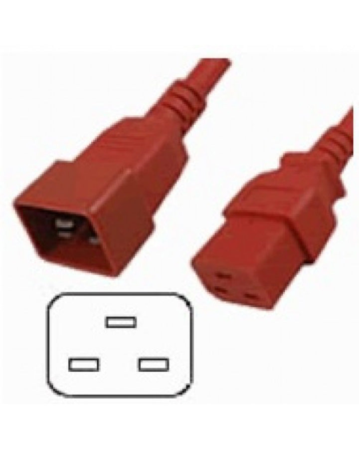 IEC C19 to C20 Power Cable 15A Red 1M