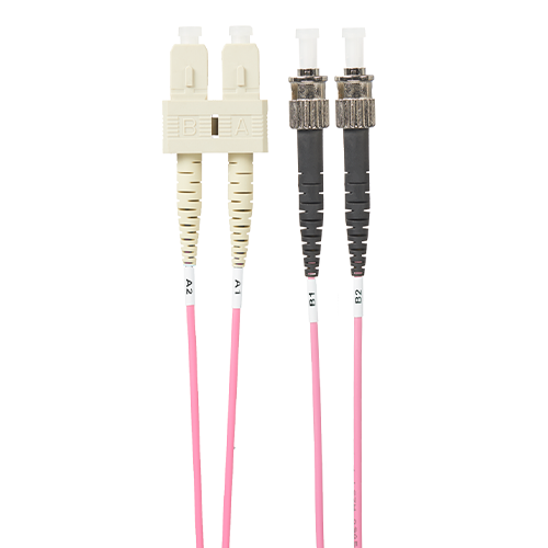 1m SC-ST OM4 Multimode Fibre Optic Cable | Salmon Pink