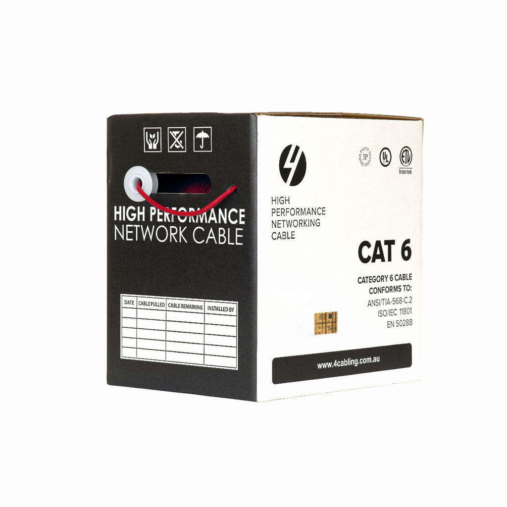 CAT6 Ethernet 305m Cable Reel Box. UTP LAN Cable with Solid Conductor. Red