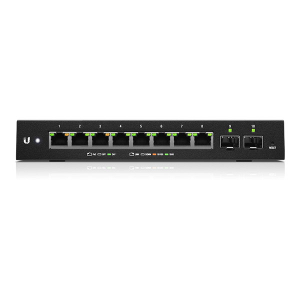 Ubiquiti EdgeSwitch 10XP Gigabit Switch | with 8x 1Gbps Ethernet, 24V PoE and 2x 1Gbps SFP